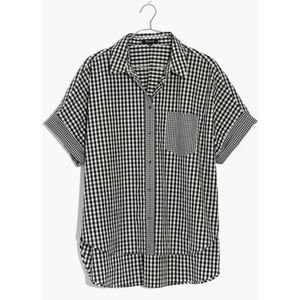 Madewell Gingham Play Button Down Shirt XS Black